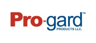 A red and blue logo for pro-gard products.