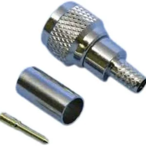 A pair of Mini UHF Connectors with a screw and a nut.