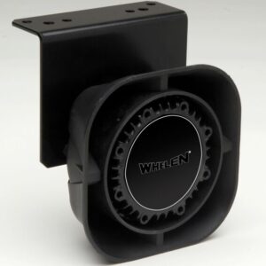 Black Whelen siren with mounting bracket.