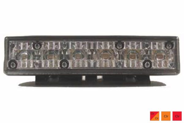 Black LED light bar with clear lens.