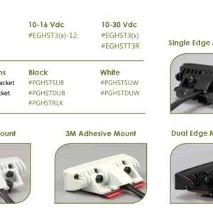 Black single edge mount light bracket.