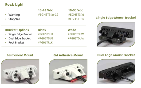 Black single edge mount light bracket.