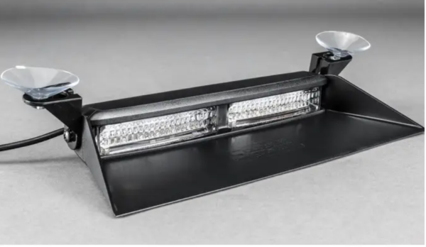 Black LED emergency light bar with suction cups.