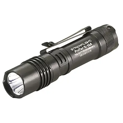 A Protac 1L-1AA Everyday Carry Flashlight on a white background.