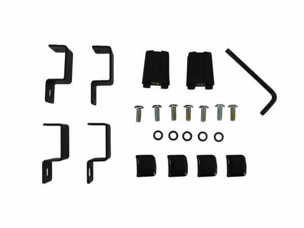 A set of black brackets and hardware for a car - Expansion Lug Kit For Added Width Of Universal Rugged Cradle.