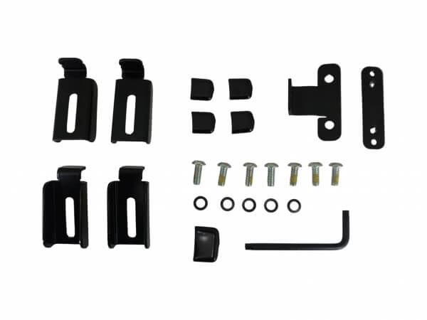 A set of black Adaptor Lug 11-14" Devices, screws and bolts.