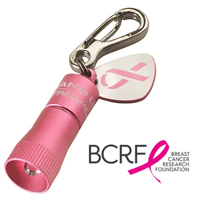 A Pink Nano Light with the bcrf logo on it.