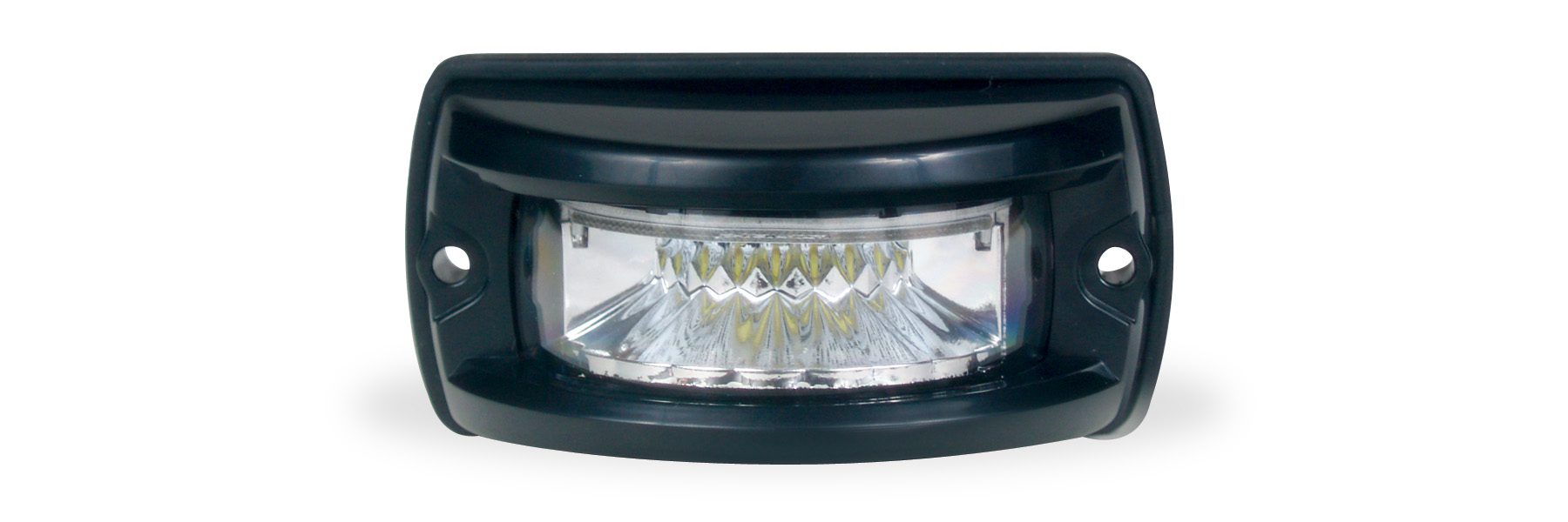 Black LED light with white lens.