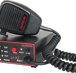 A red and black radio with a cord attached to it.